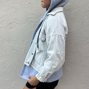 Acid-washed Denim Jacket w/ Hoodie